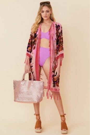 Pink Devore Midi Jacket