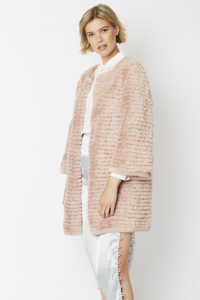 JAYLEY Pink Faux Fur Coat