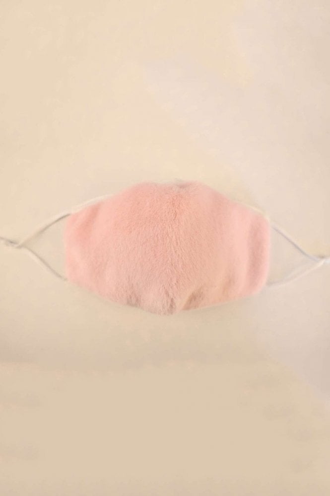 JAYLEY Pink Faux Fur & Cotton Reusable Face Mask