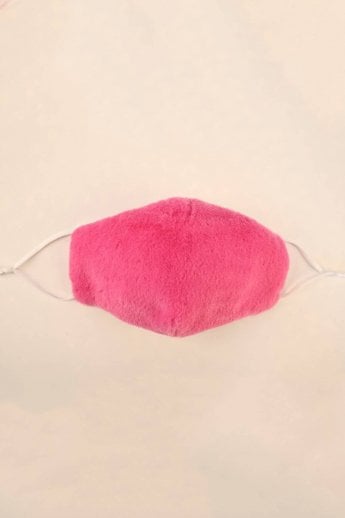 Pink Faux Fur & Cotton Reusable Face Mask
