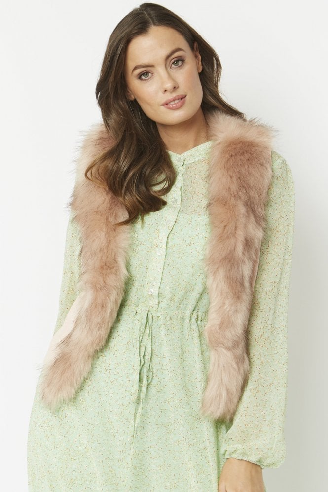 JAYLEY Pink Faux Fur Faux Suede Vest