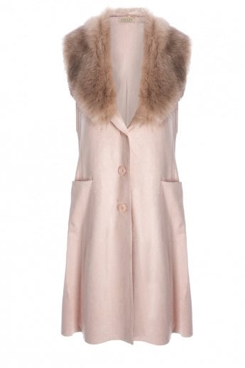 Pink Faux Fur Faux Suede Gilet | Waistcoat