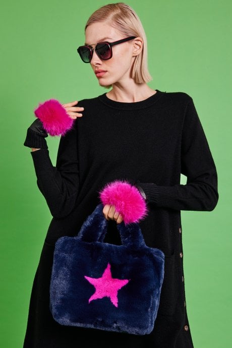 Pink Faux Fur Fingerless Gloves