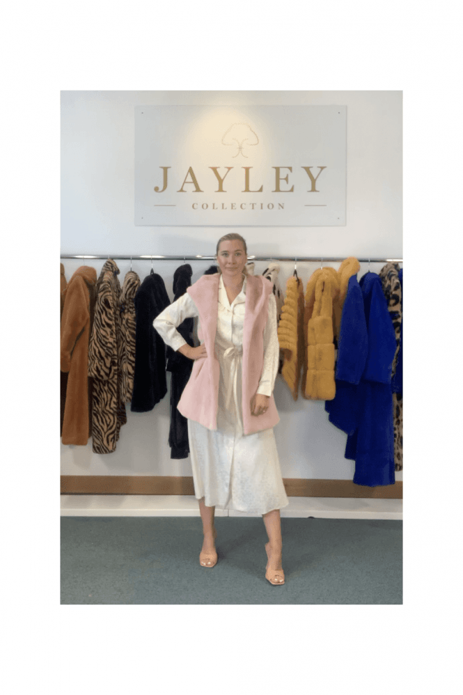 JAYLEY Pink Faux Fur Hooded Vest
