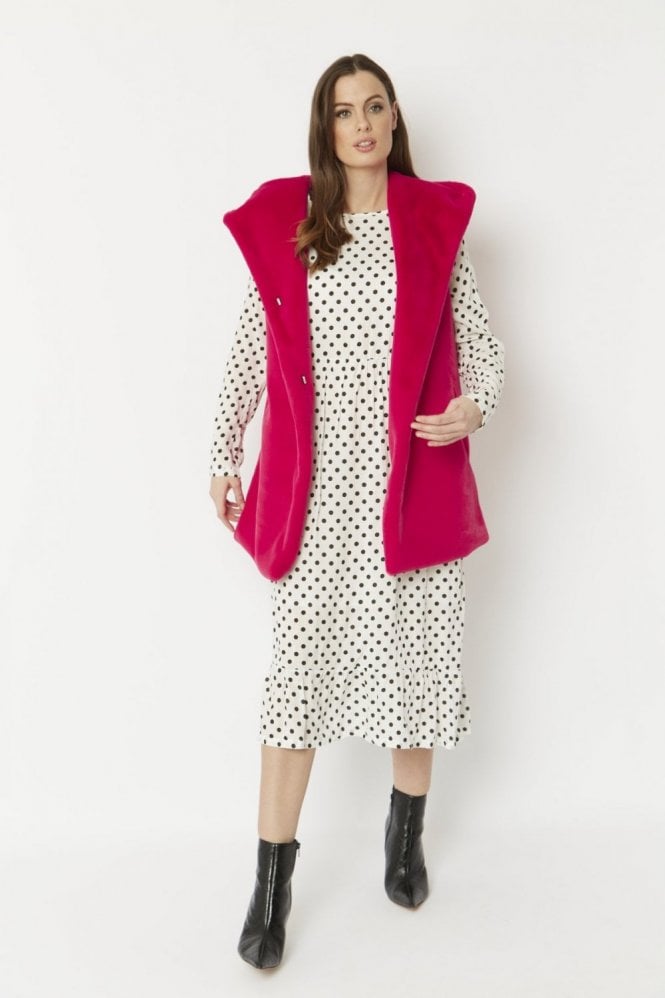 JAYLEY Pink Faux Fur Hooded Vest