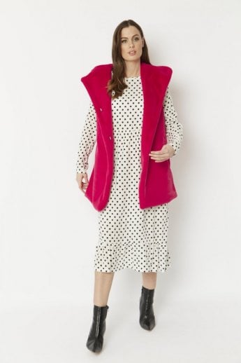 Pink Faux Fur Hooded Gilet | Waistcoat