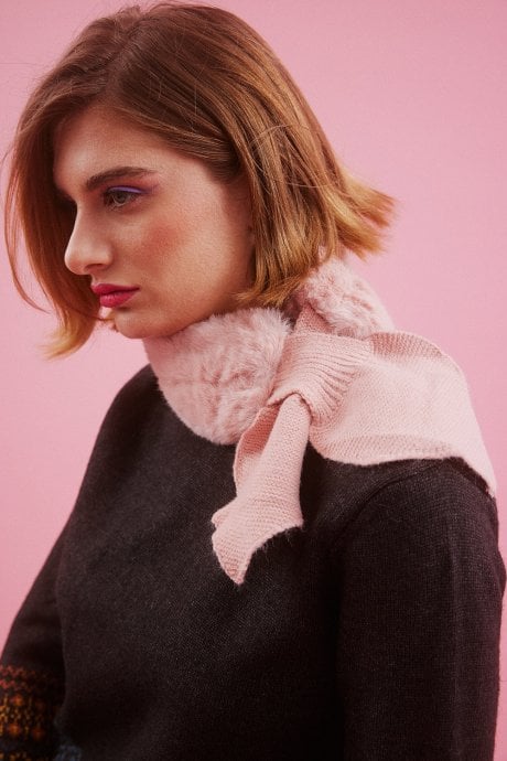 Pink Faux Fur Scarf