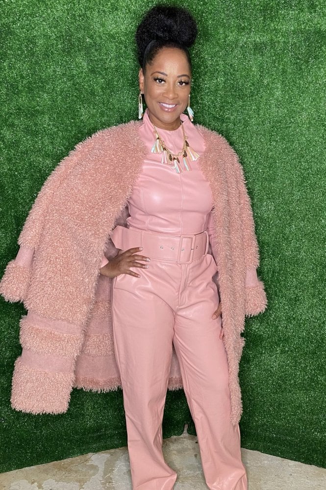 JAYLEY Pink Faux Shearling Kate Coat