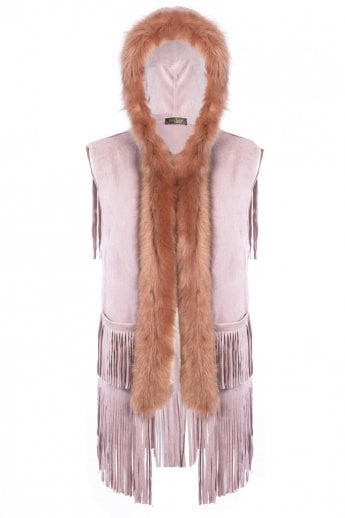 Pink Faux Suede and Faux Fur Gilet | Waistcoat