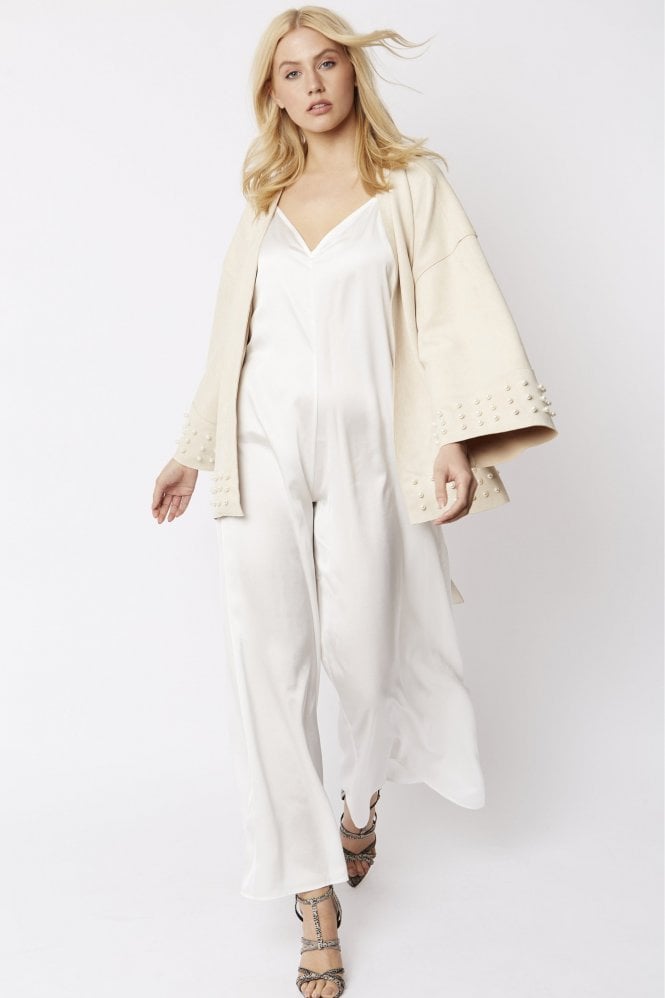 JAYLEY Pink Faux Suede Wrap Jacket