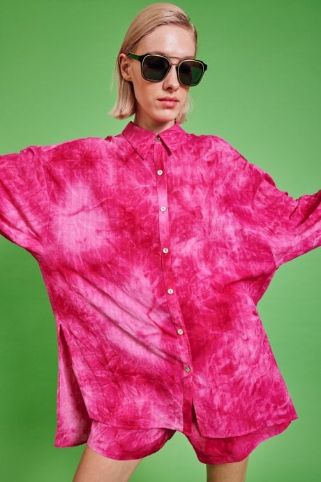 Pink Love Herb Green Shirt Dress