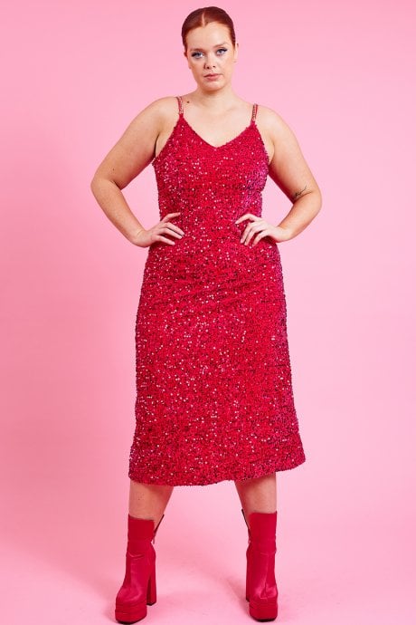 Pink Maxi Sequin Cami Dress