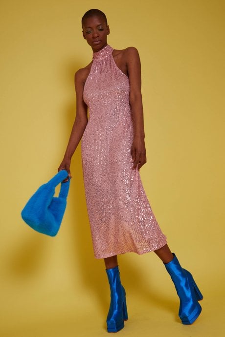 Pink Sequin Lightweight Maxi Dress