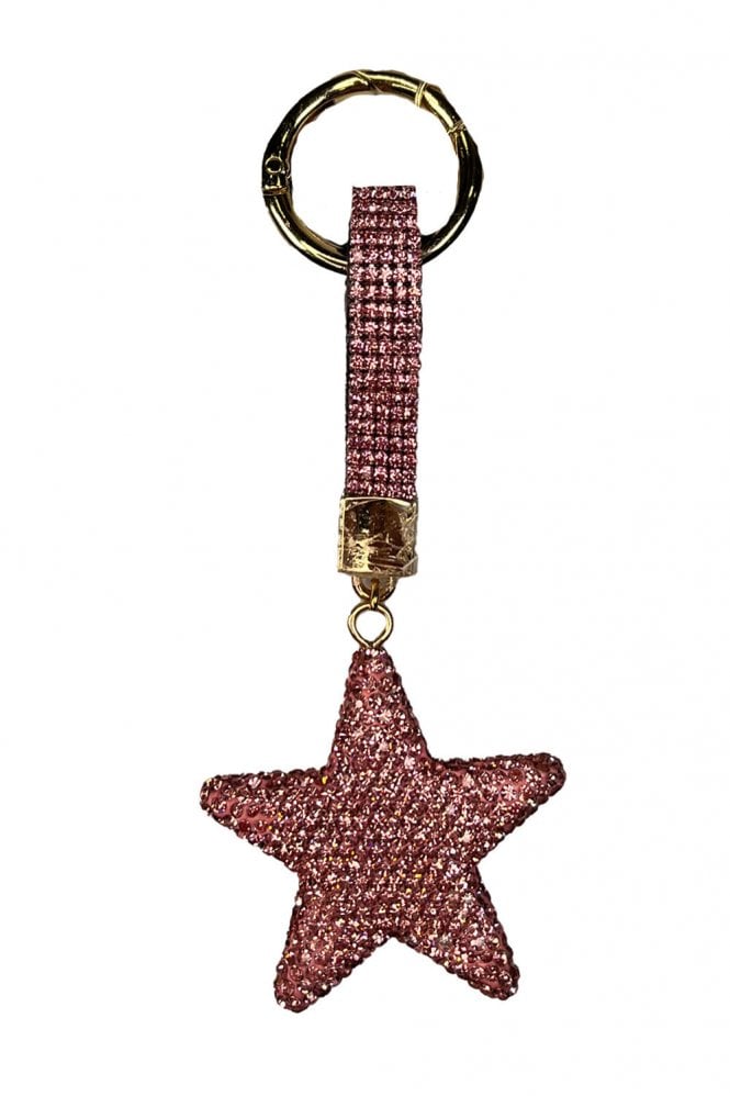 JAYLEY Pink Sequin Star Keyring Bag Charm