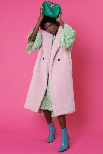 Pink Shearling Maxi Gilet | Waistcoat
