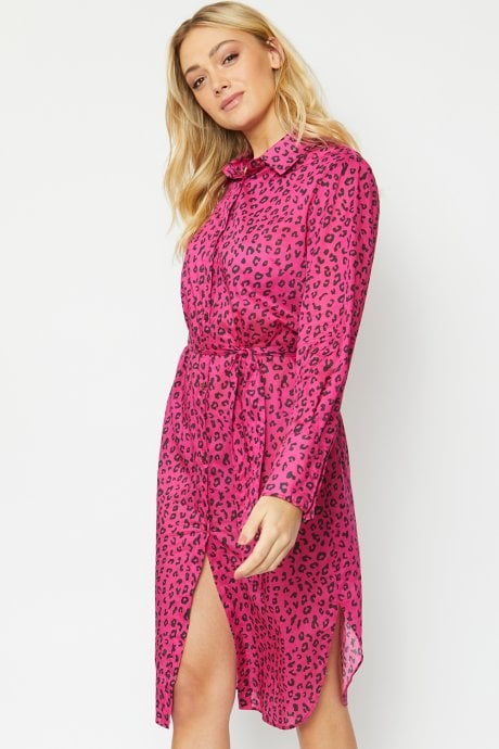 Pink Silk Blend Animal Print Dress