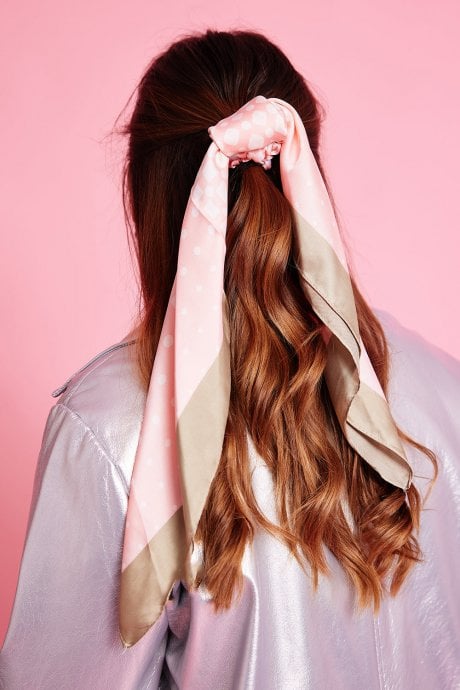Pink Silk Blend Hair Scarf