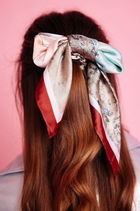 Pink Silk Blend Hair Scarf