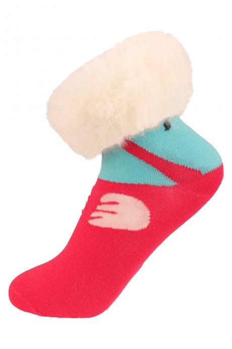 Pink Silk Blend Socks with Faux Fur Trim