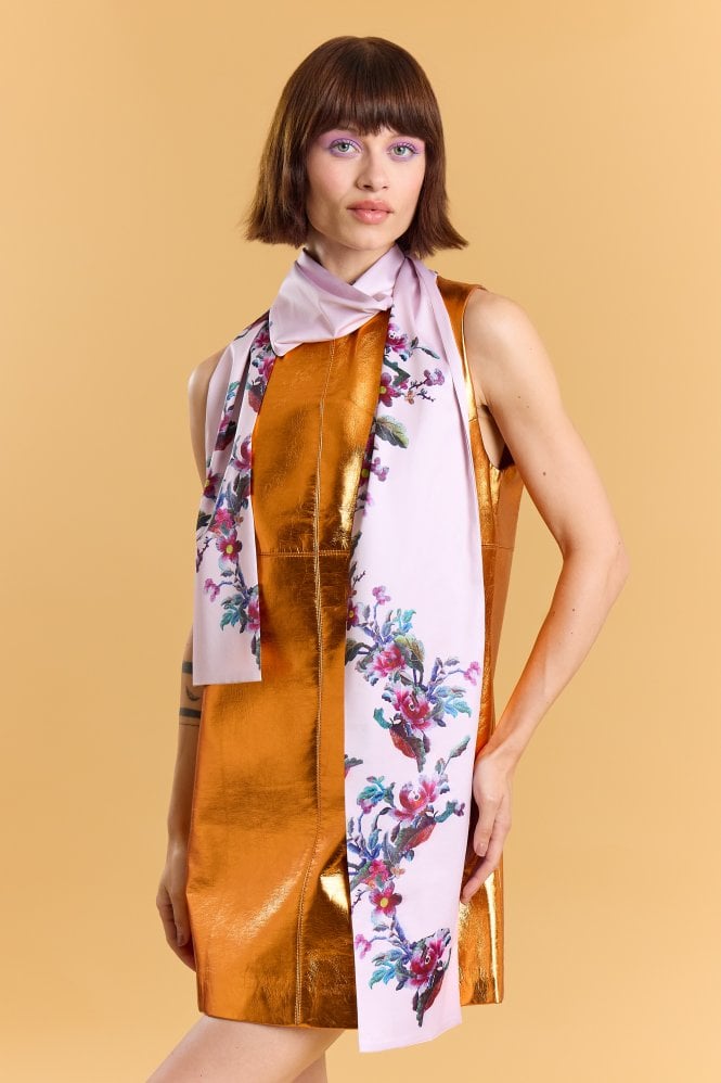 JAYLEY Pink Silk Pink Blend Floral Long Scarf