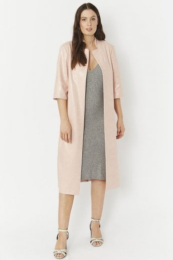Pink Snake Print Faux Suede Jacket