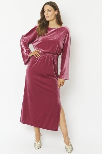Pink Velvet Full Length Gown