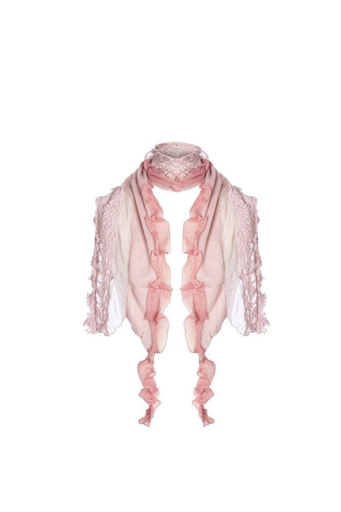 JAYLEY Pink Vintage Lace Knit Scarf 