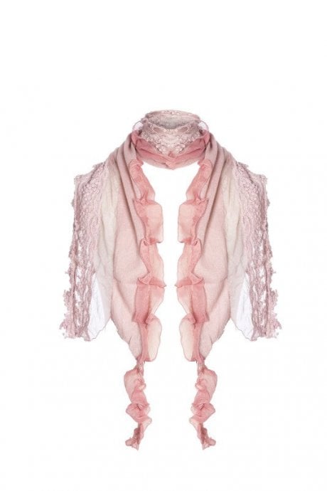 Pink Vintage Lace Knit Scarf 