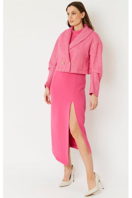 Pink Wool Blend Cropped Blazer