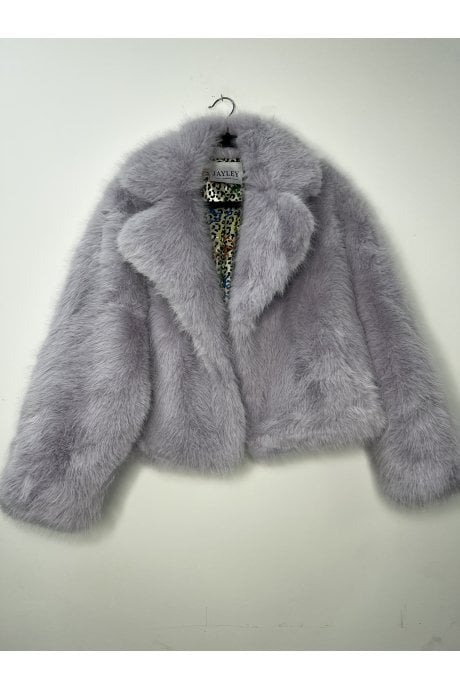 Purple Bamboo Blend Faux Fur Cropped Natalie Jacket