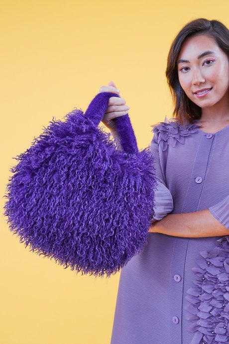 Purple Bamboo Eco Faux Fur Bag