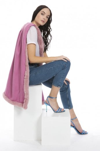 Purple Cashmere Blend Faux Fur Wrap