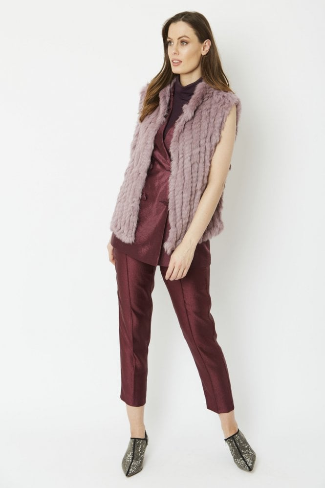 JAYLEY Purple Coney Fur Hooded Gilet