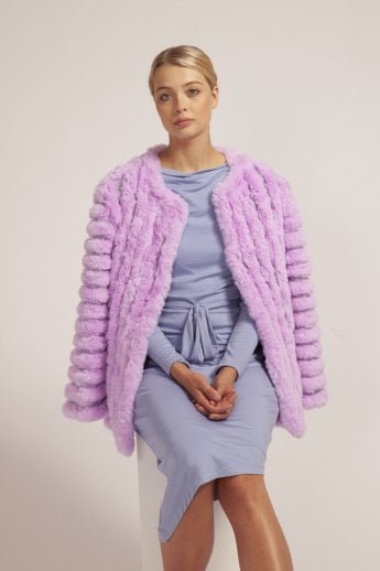 Purple Faux Fur Faux Suede Coat
