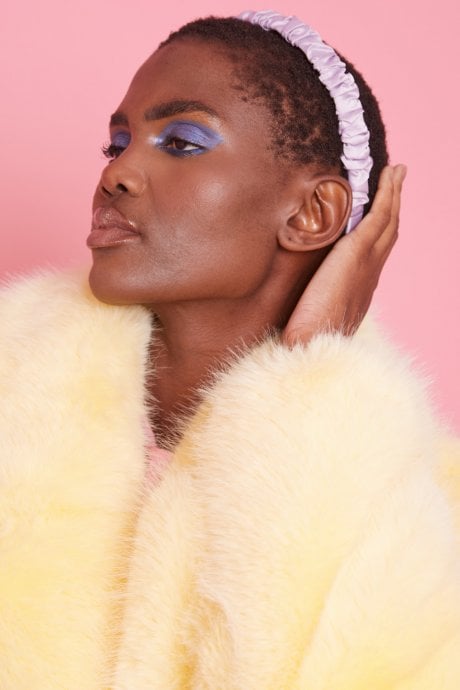 Purple Faux Leather Ruched Headband