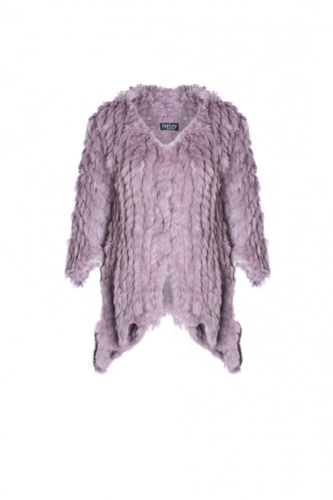 JAYLEY Purple Mid Length Asymmetrical Coney Fur Jacket