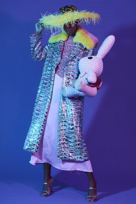 Purple Multi Coloured Sequin Trench Coat