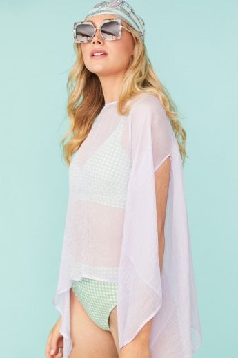 Purple Semi-Sheer Silk Blend Poncho