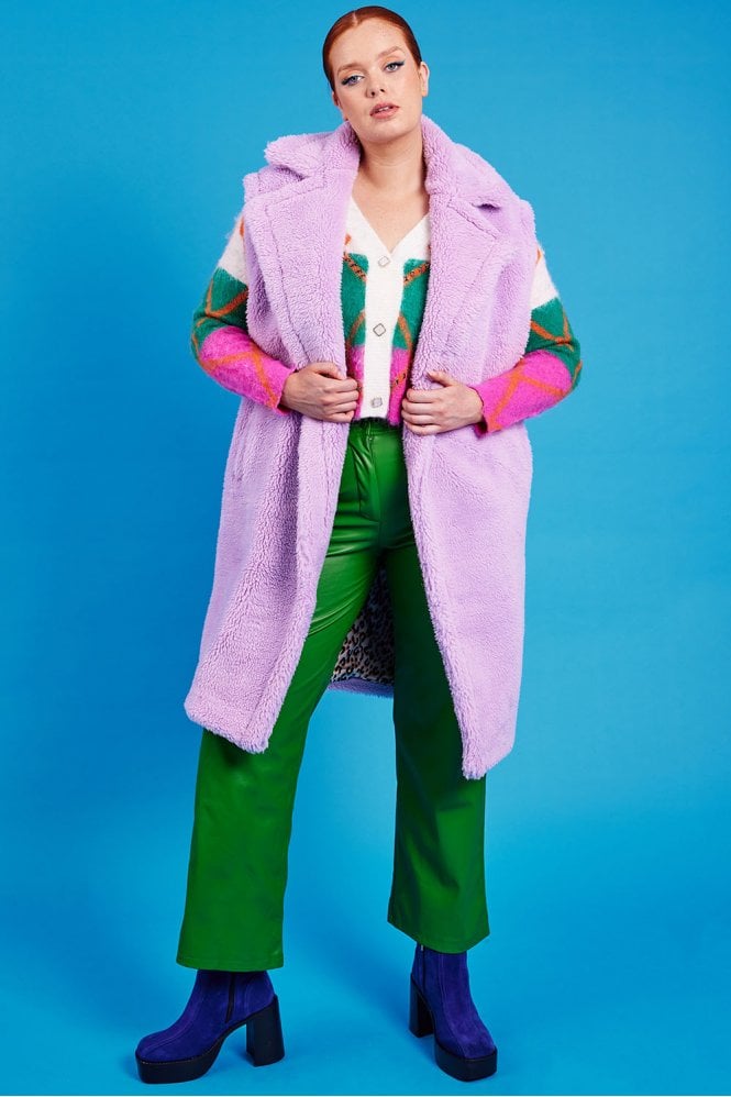 JAYLEY Purple Shearling Maxi Vest
