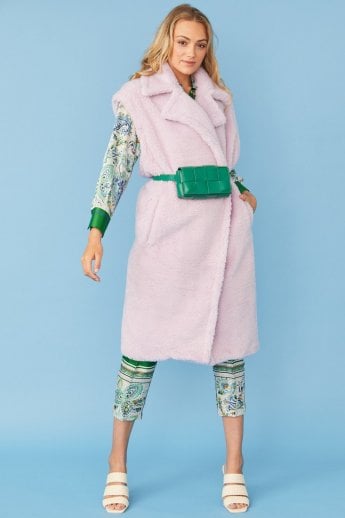 Purple Shearling Maxi Gilet | Waistcoat