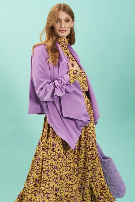 Purple Silk Blend Waterfall Jacket