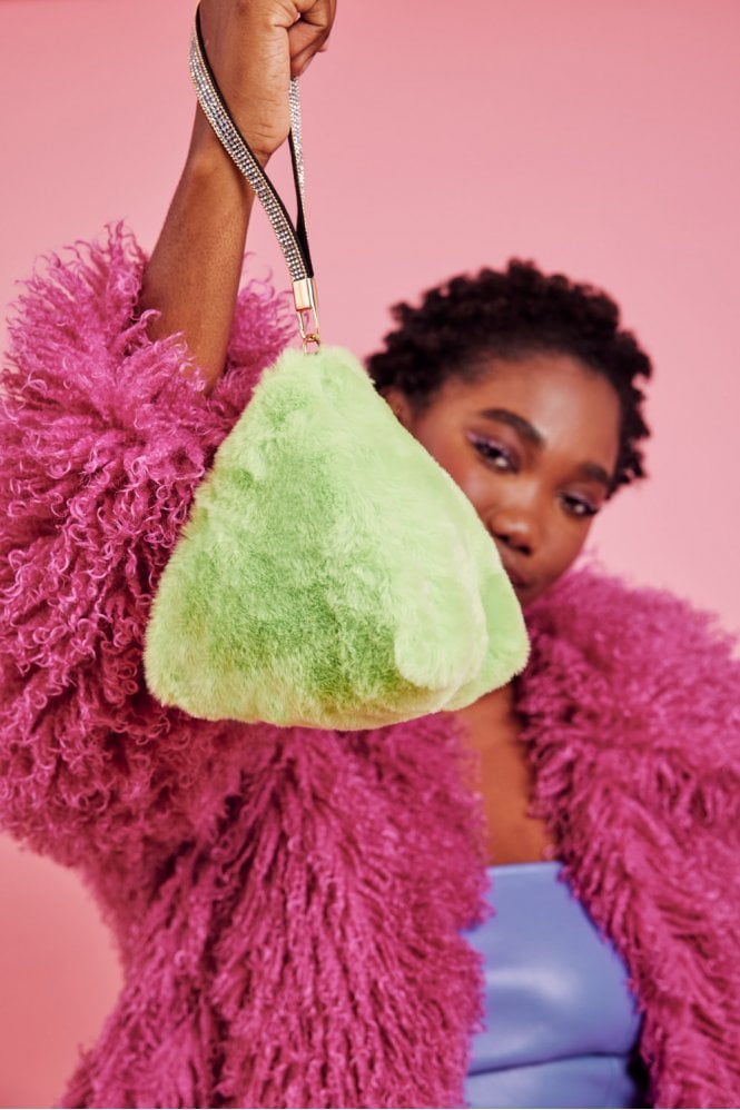 JAYLEY Pyramid Faux Fur Bag
