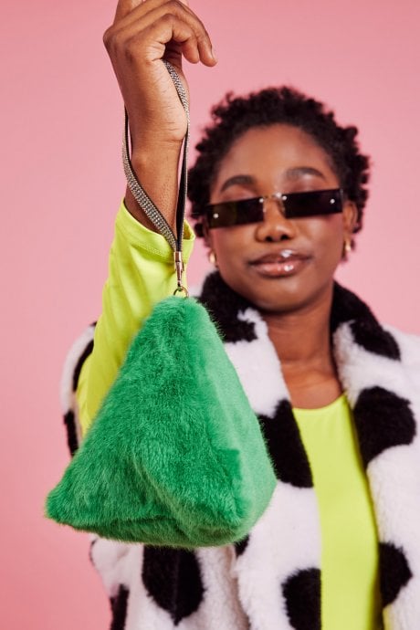 Pyramid Faux Fur Bag
