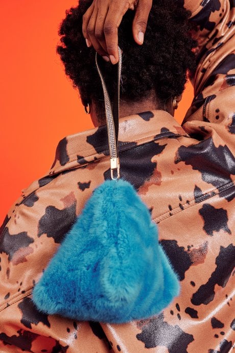 Pyramid Faux Fur Bag