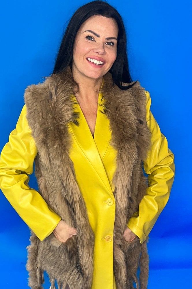 JAYLEY Real Fur Gilet with Belt