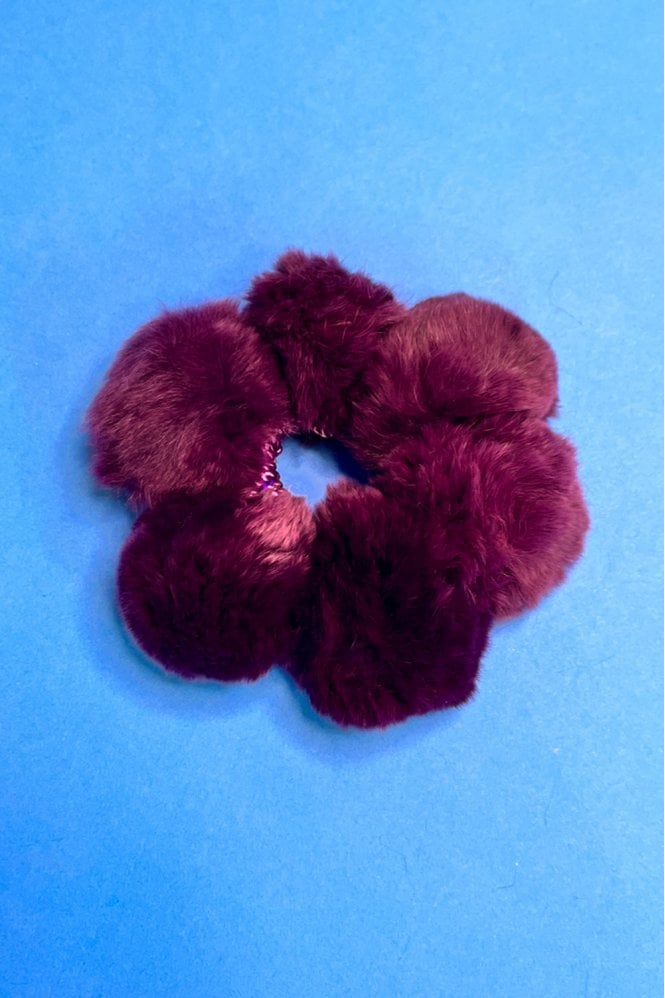 JAYLEY Real Fur Pom-Pom Scrunchie