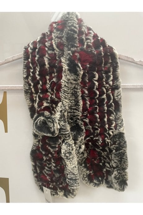 Red Coney Fur Loop Scarf