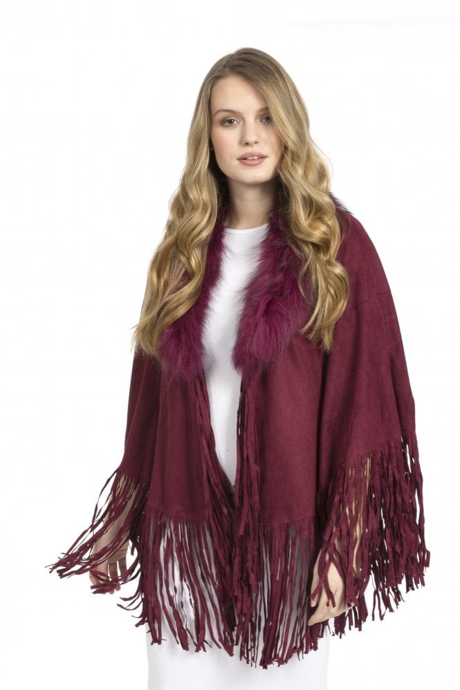 JAYLEY Red Faux Suede Cape