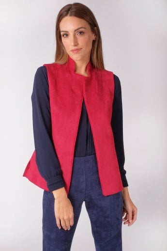 Red Faux Suede Gilet | Waistcoat