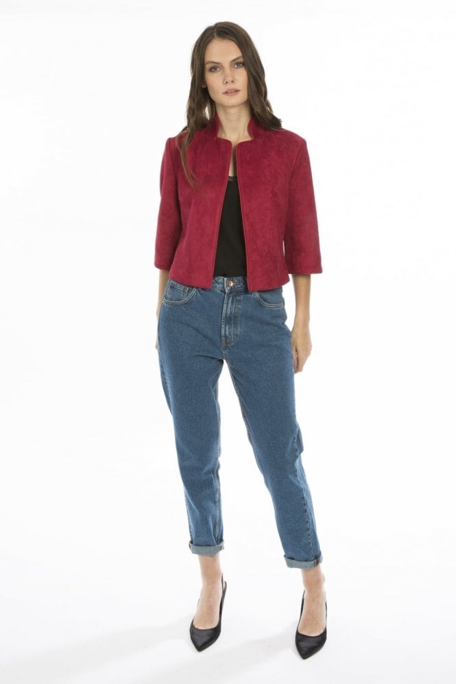 JAYLEY Red Faux Suede Jacket